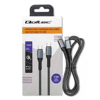 USB-Kabel Qoltec 52358 1,5 m USB-C Schwarz USB 2.0 0,48 Gbit/s