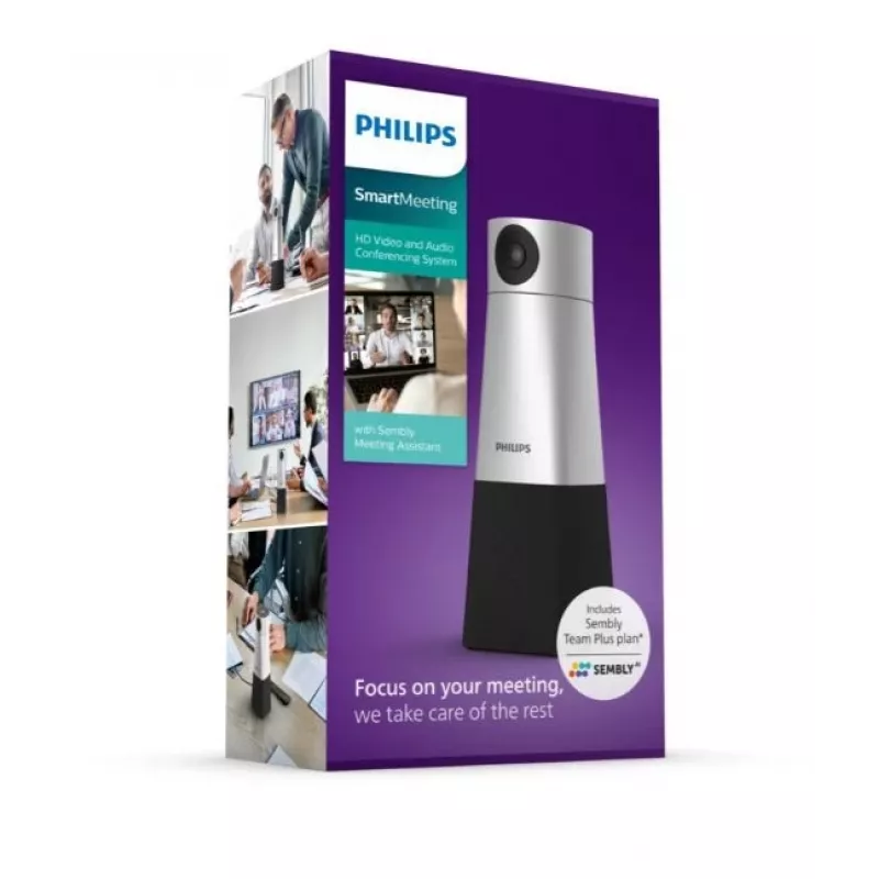 Philips PSE0550 SmartMeeting tragbare 4K-Videokonferenzkamera mit integriertem Mikrofon, 30 fps, USB, Schwarz/Silber
