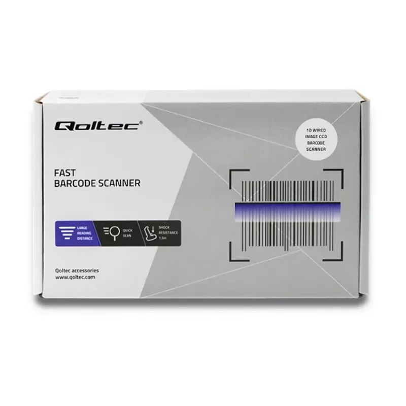 Qoltec 50866 1D CCD Laser-Barcodescanner, USB, schwarz