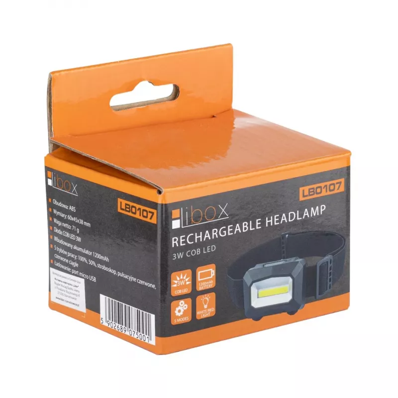 Libox LB0107 Taschenlampe Schwarze Stirnband-Taschenlampe LED