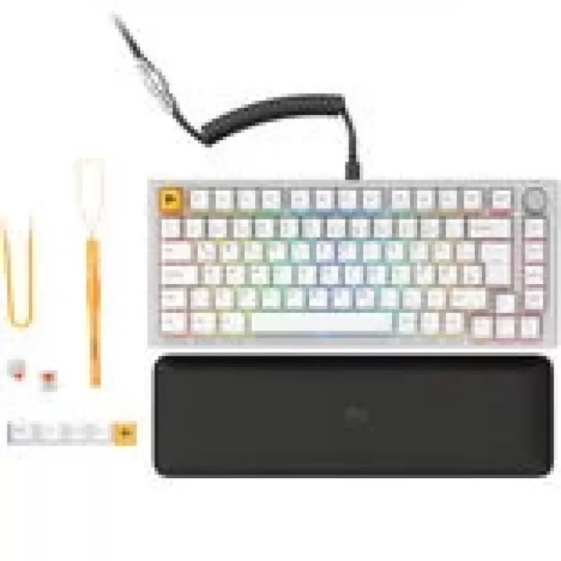 Glorious GMMK Pro 75%-Gaming-Tastatur, ISO, Pre-Built, Weiß