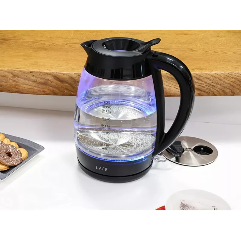 Lafe Essential XL CEG016 Glas-Wasserkocher, 2 l, 2200 W, schwarz