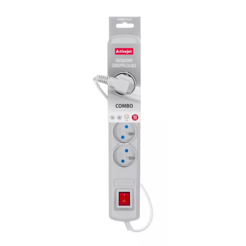 Graue Activejet-Steckdosenleiste mit Kabel ACJ COMBO 5G/1,5M/BEZP. AUT/S