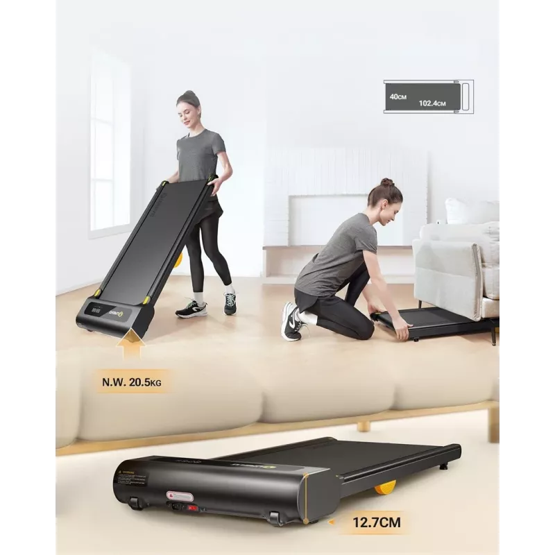 UREVO SpaceWalk SP1 Lite URTM022 Walking-Pad-Laufband, 0,8–6 km/h, maximales Nutzergewicht 120 kg, Schwarz
