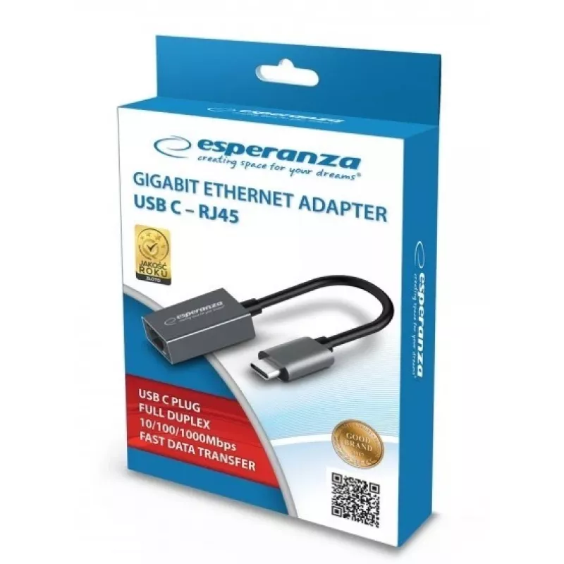 Esperanza ENA102 USB-C auf RJ45 Gigabit-Ethernet-Adapter