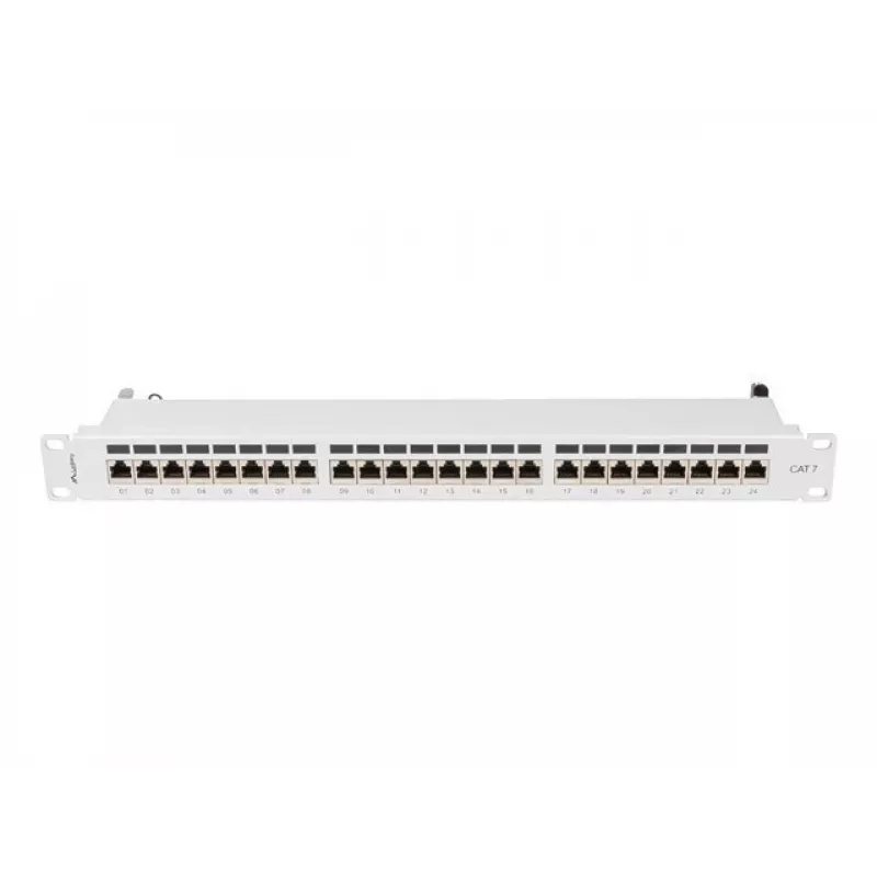 Lanberg PPS7-1024-S Patchpanel 19 Zoll 1U, 24 Ports, Cat7, FTP geschirmt, grau