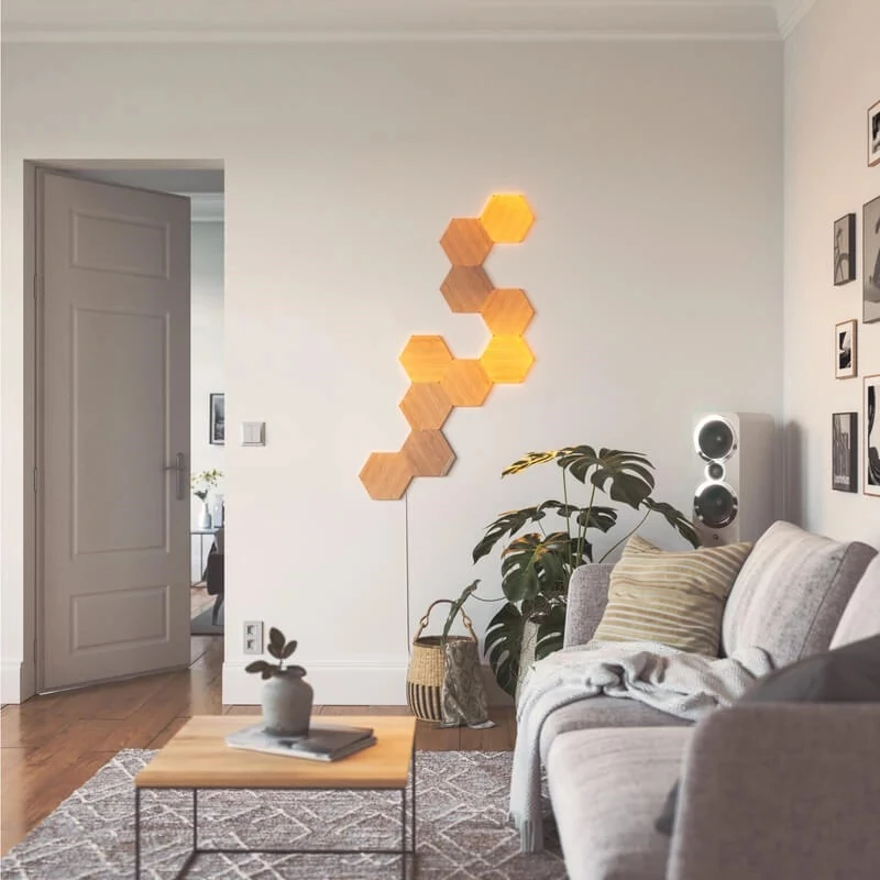 Nanoleaf | Elements Wood Look Hexagons Starter Kit (13 Panels) | Kaltweiß + Warmweiß