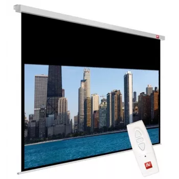 Projektionsleinwand AVTEK Video Electric 240 4:3 — sichtbar 235×176,2 cm, gesamt 240×200 cm, elektrisch mit Fernbedienung, Decken-/Wandmontage