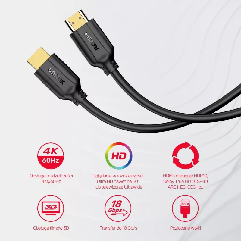 HDMI-Kabel Unitek C11079BK-3M 3 m, HDMI 2.0, max. Auflösung 4096×3112, schwarz