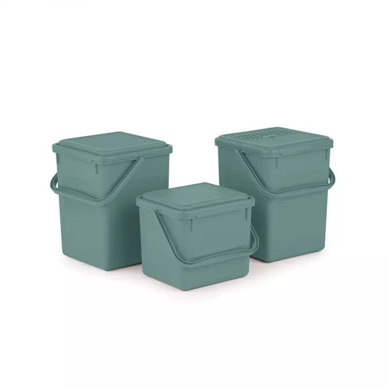 Mülltrennbehälter rotho Grün 4,5 l – kompakter Technopolymer-Recyclingbehälter mit Aufhängeloch