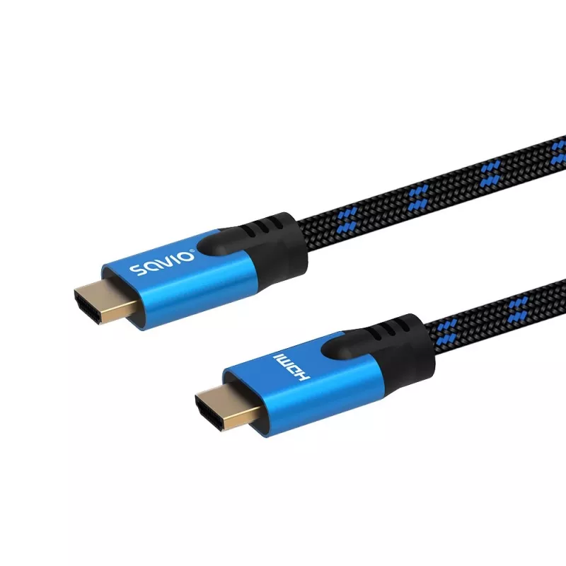 HDMI-Kabel Savio CL-142 v2.1 1,8 m, HDMI Typ A Stecker–Stecker, vergoldete Kontakte, Schwarz/Blau