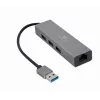 Gembird A-AMU3-LAN-01 USB-A-auf-Gigabit-LAN-Adapter mit 3-Port-USB-3.0-Hub, Schwarz