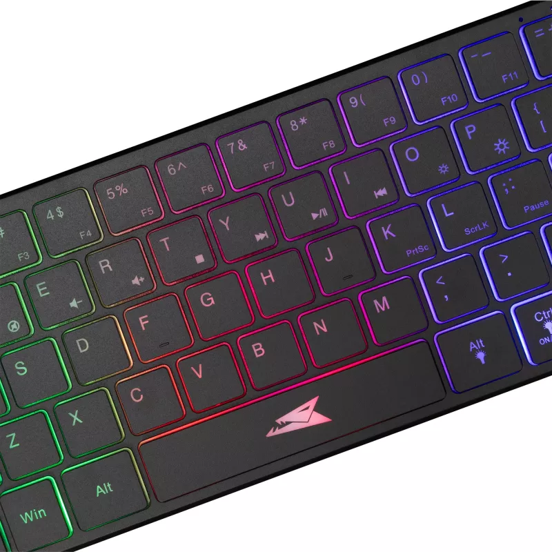 Baracuda Seahorse BGK-04141 kompakte Gaming-Tastatur mit 64 Tasten, Regenbogen-Hintergrundbeleuchtung, US, schwarz