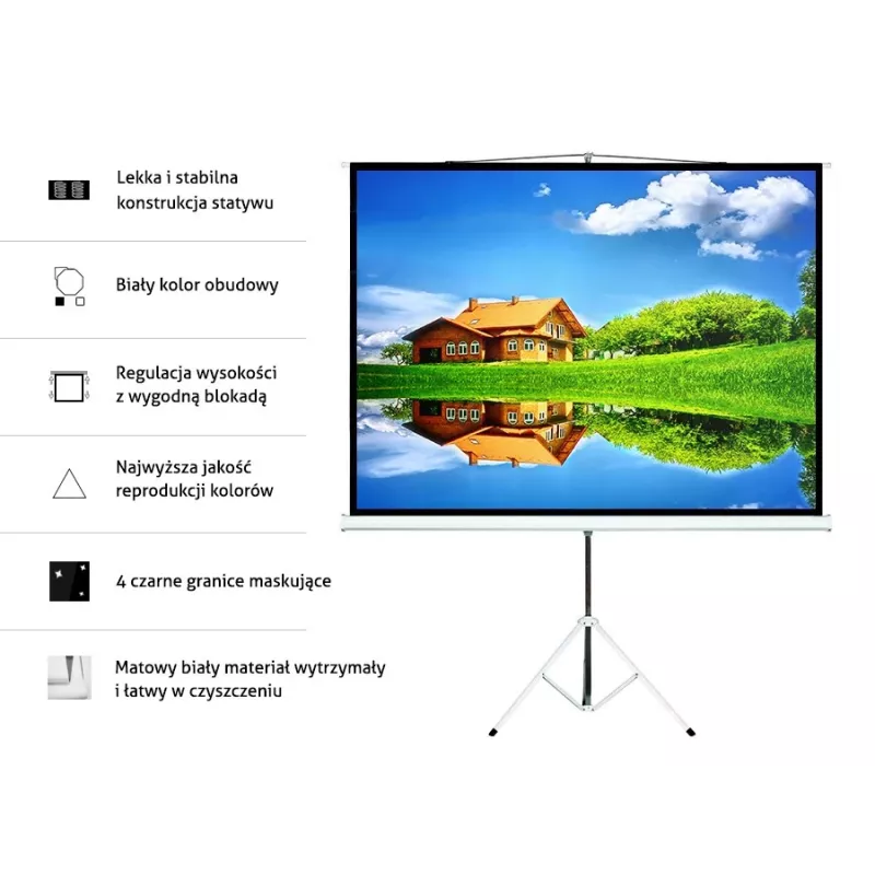 Maclean MC-536 Projektionsleinwand mit Stativ, 72 Zoll, 4:3