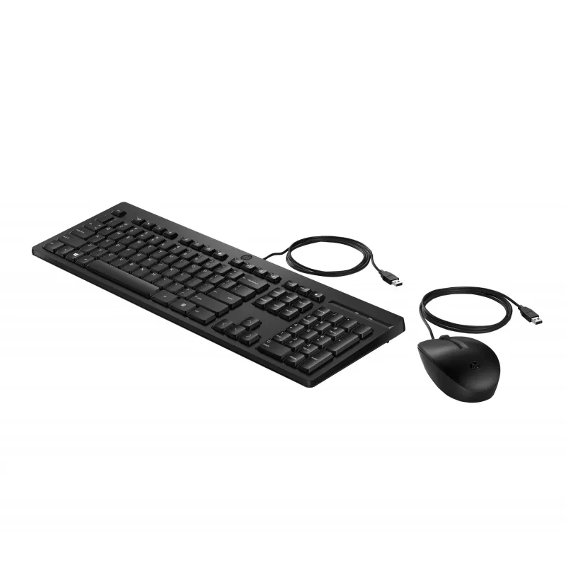 HP 225 G2 USB kabelgebundenes Maus-Tastatur-Kombination, Copilot-Taste, spritzwassergeschützt – Schwarz – ESTNISCH