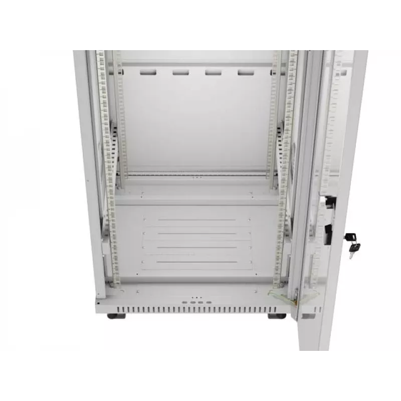 LANBERG 19 Zoll 32U Stand-Rack-Schrank 600×600 mm Grau mit perforierten Türen und LCD (flach Pack)