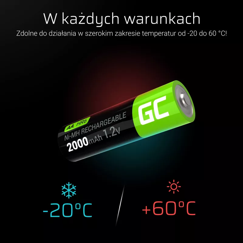 Wiederaufladbare Batterie Green Cell GR06 AA NiMH 1,2 V 2000 mAh, 2 Stück, 50,5 mm