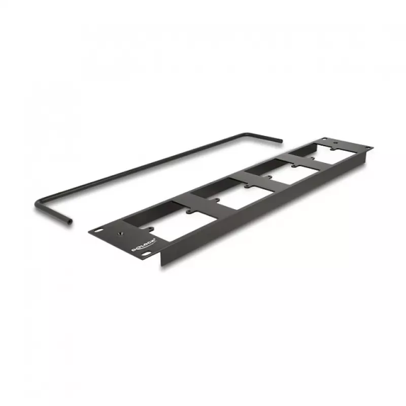 Delock 88195 D-Typ 19" Patchpanel mit 4 Platten 86 x 86 mm, 4 Ports, 2U, Schwarz