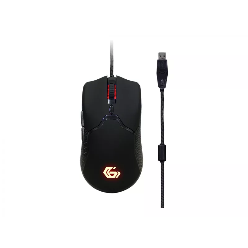 Gembird GGS-UMGL4-01 Phantom 4-in-1 beleuchtetes Gaming-Set (Tastatur, Maus, Headset, Mauspad), kabelgebunden USB, US-Layout, schwarz