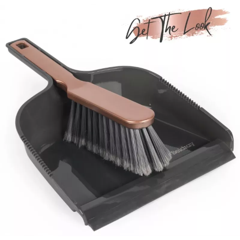 Beldray LA085825EU7 Kehrschaufel-und-Handfeger-Set, Grau/Roségold