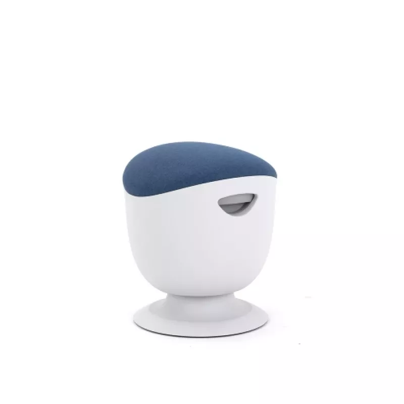 Up Up Seul ergonomischer Balancehocker Weiß, D47 Blauer Stoff