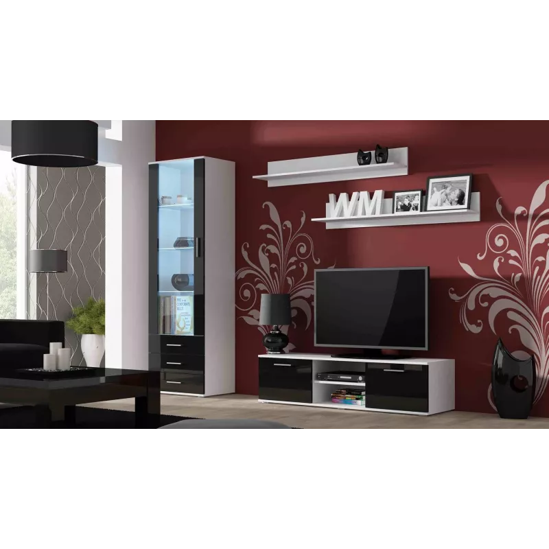 Cama Meble SOHO 140 TV-Lowboard, weiß/schwarz Hochglanz