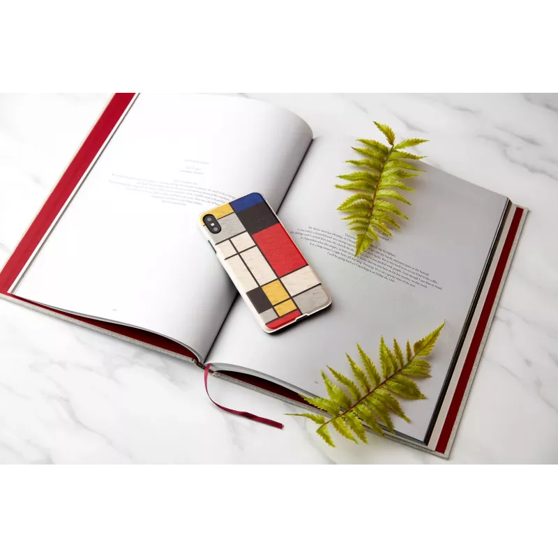 Handyhülle man and wood für iPhone XS Max — Holzrückseite, weißer Rahmen