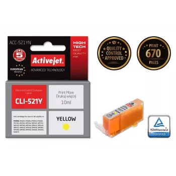 Activejet ACC-521YN Tinte, Ersatz für Canon CLI-521Y, Supreme, 10 ml, gelb