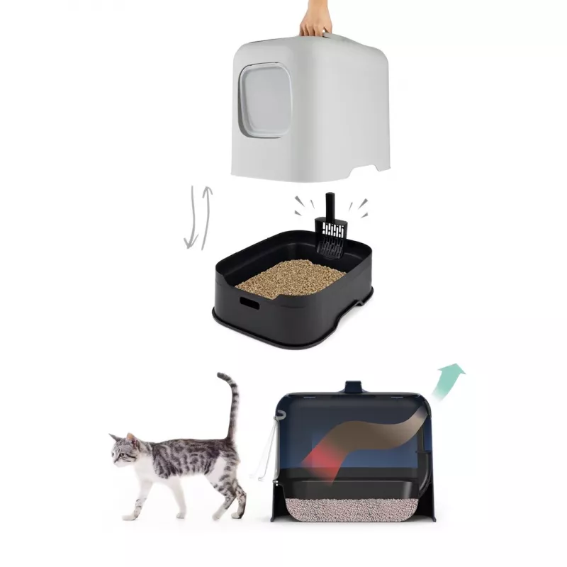 Rotho Biala Katzentoilette, Kunststoff, 51 x 39,5 x 44,3 cm, Anthrazit