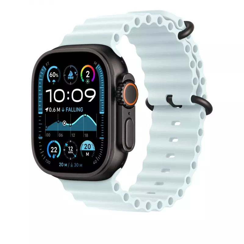 Apple 49mm Ice Blau Ocean Armband – Schwarz Titanium Finish