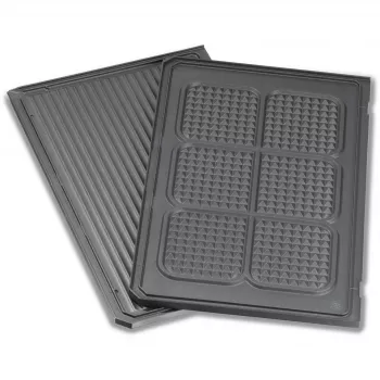 Grillplatte unten, gerippt / Waffelmuster (Anthrazit, für Kontaktgrill PG 4.3, PG 4.4)