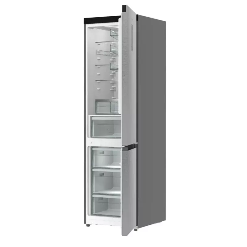 Gorenje NRB620E61X4WFE Kühl-Gefrier-Kombination, freistehend, NoFrost, 413 l (283 l Kühlteil + 130 l Gefrierteil unten), elektronische Anzeige, LED-Beleuchtung, Energieklasse E, Edelstahl