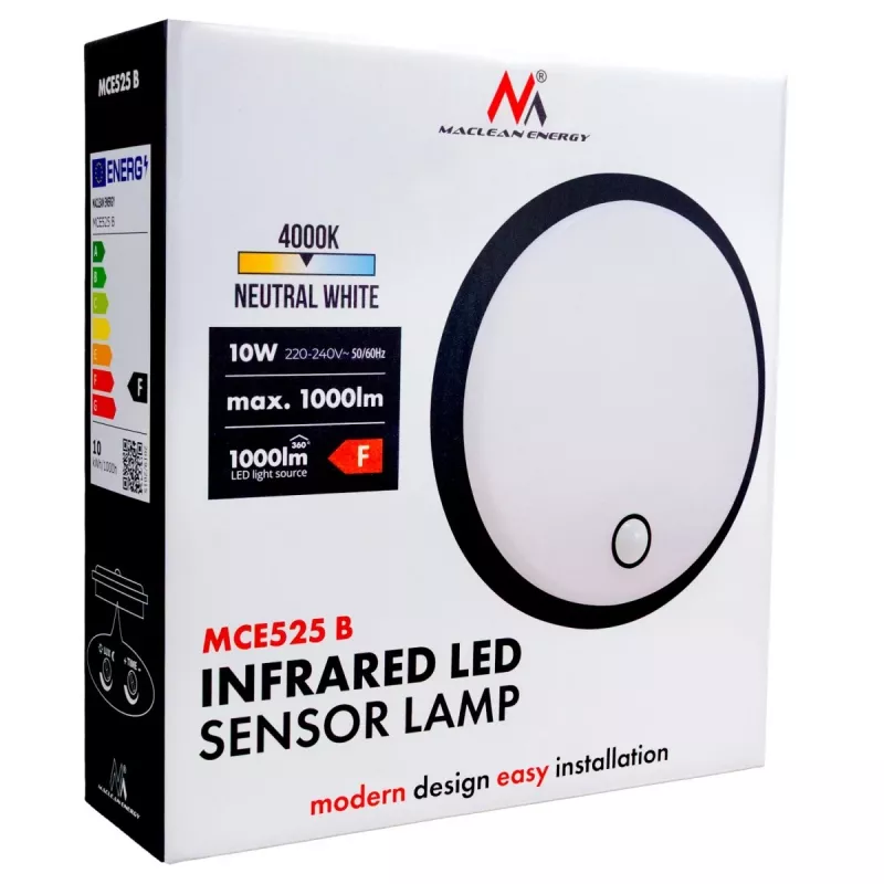 LED-Lampe mit PIR-Sensor MACLEAN MCE525 B – Außenwandleuchte, bewegungsaktivierte LED