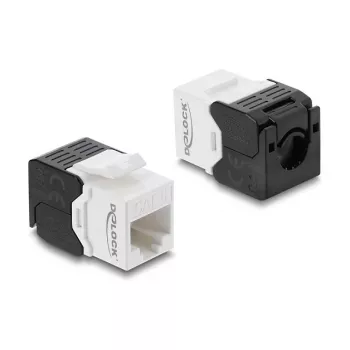 Delock 90802 Keystone-Modul RJ45 auf LSA Cat.6 UTP, werkzeugfrei, schwarz/weiß