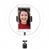 LogiLink AA0151 LED-Ringlicht für Smartphones, Ø 200 mm, 3 Farbmodi, dimmbar, 1/4-Zoll-Stativgewinde, mit Smartphone-Halterung, USB, 1,8 m Kabel, schwarz
