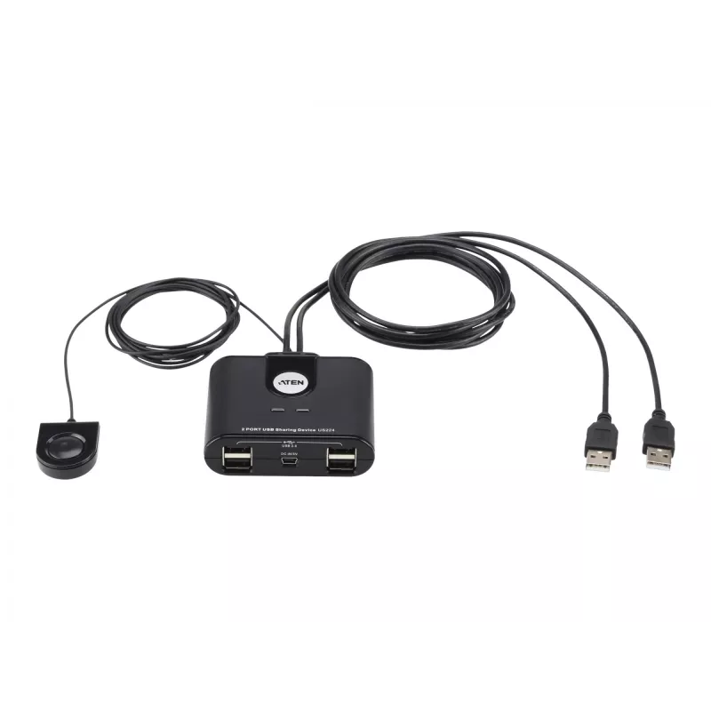 USB 2.0 2-Port Peripherie-Sharing-Gerät ATEN US224AT — USB Typ-A, 1,8 m Kabel, schwarz