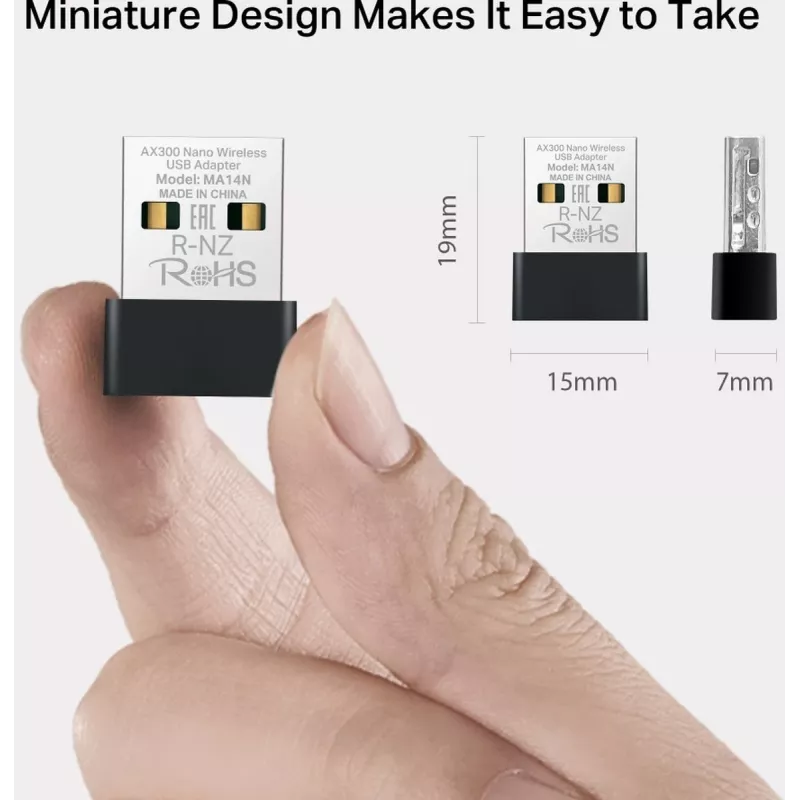 Mercusys MA14N AX3000 Nano WLAN-USB-Adapter, bis zu 287 Mbit/s