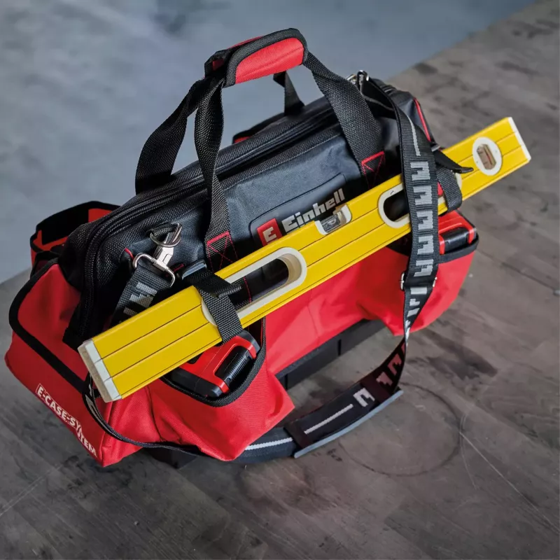 Einhell 4540036 E-Case Bag Systemtasche für Werkzeug, Polyester, 30 kg Tragelast, Schwarz/Rot