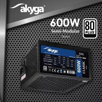Akyga Classic AK-C1-600 ATX-Netzteil 600 W, 80 PLUS, aktive PFC, 120-mm-Lüfter
