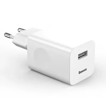 Ladegerät Baseus Quick Charger CCALL-BX02, 24 W max, USB Fast Charge 3.0, Weiß, 100–240 V