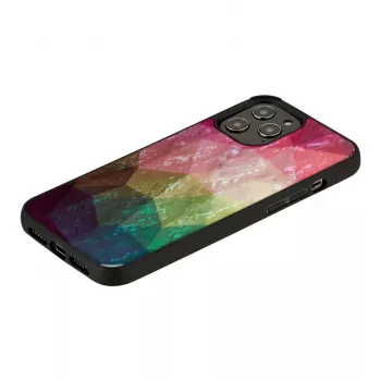 Schutzhülle iKins für Apple iPhone 12 / 12 Pro — Wasserblumen-Design, schwarz