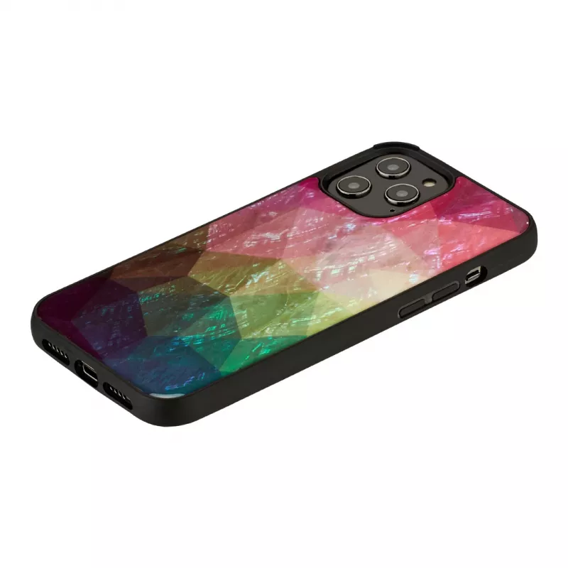 Schutzhülle iKins für Apple iPhone 12 / 12 Pro — Wasserblumen-Design, schwarz