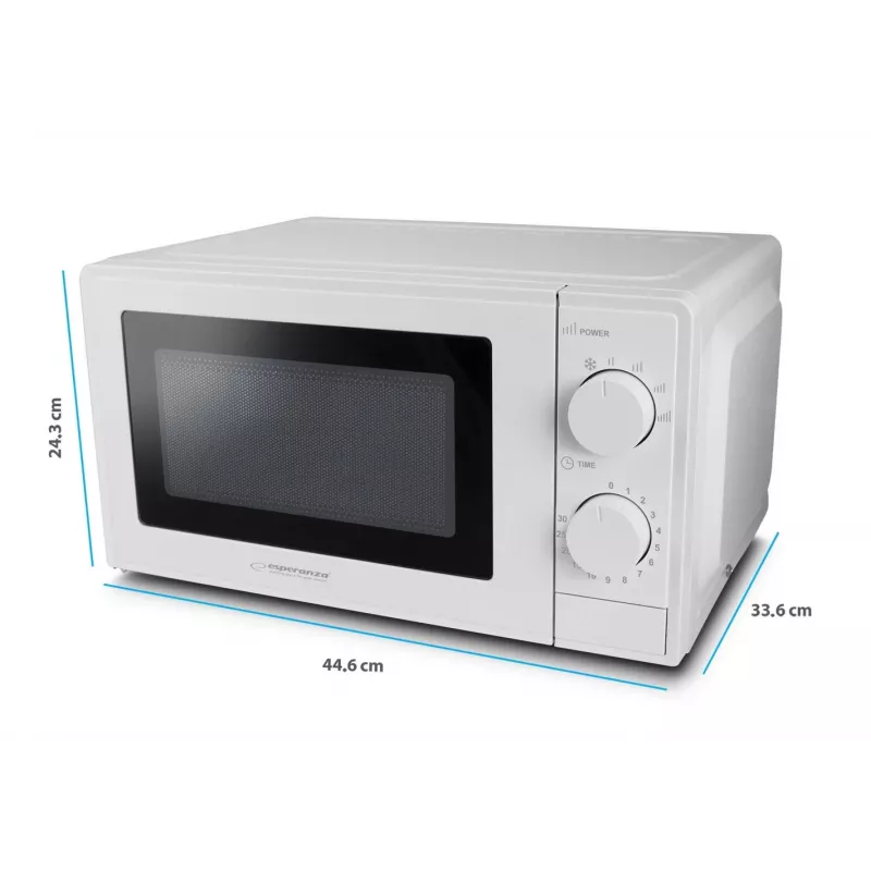 Esperanza ESTOFADO EKO011W Solo-Mikrowelle, Standgerät, 20 l, 700 W, 5 Leistungsstufen, 24,5 cm Drehteller, weiß