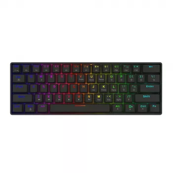 Mechanische Gaming-Tastatur SAVIO BLACKOUT X2 PEACH — 61 Tasten 60 % QWERTZ, RGB LED, Hot-Swap, USB Typ-A/Typ-C, abnehmbares Kabel