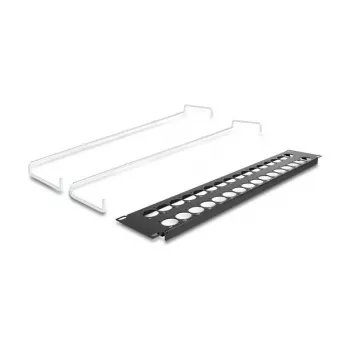 DeLOCK 67057 19-Zoll D-Typ Patchpanel mit Zugentlastung, 32-Port, schwarz