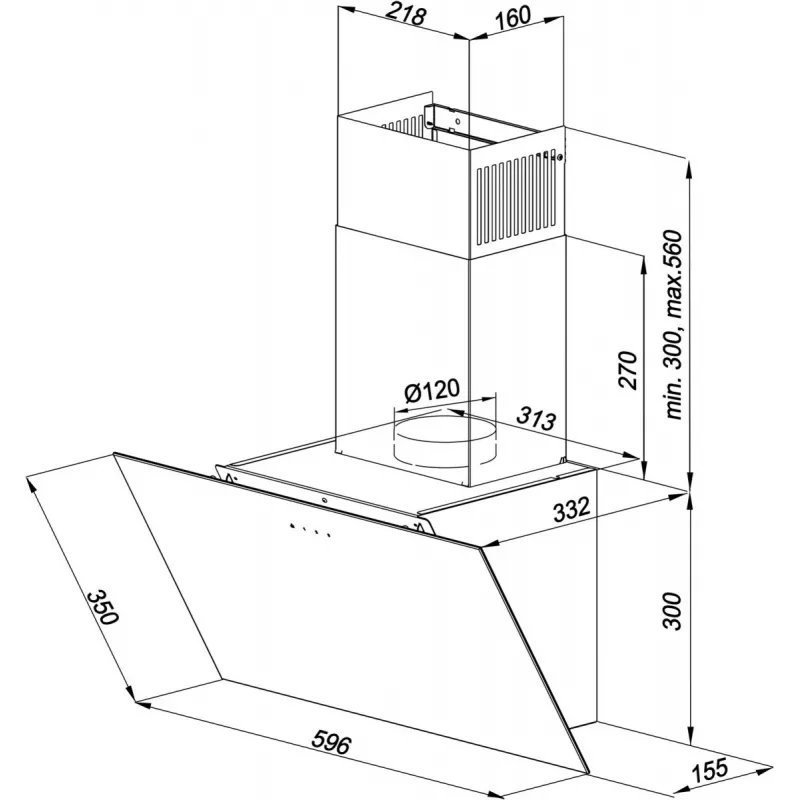 MAAN Vertical Glass 60 Dunstabzugshaube, Schwarz