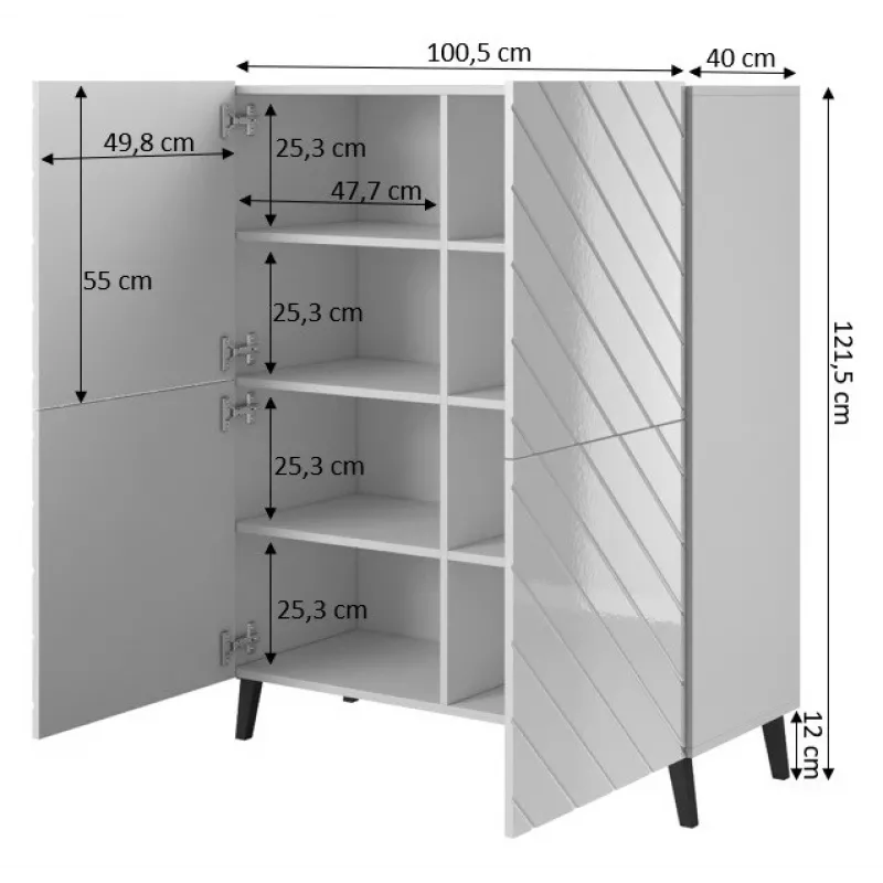 Shelving unit ABETO 100.5 x 40 x 121.5 cm Graphit/glänzend Graphit