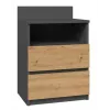 Top E Shop M1 ANTRACYT/ARTISAN Nachttisch, 2 Schubladen, Eiche