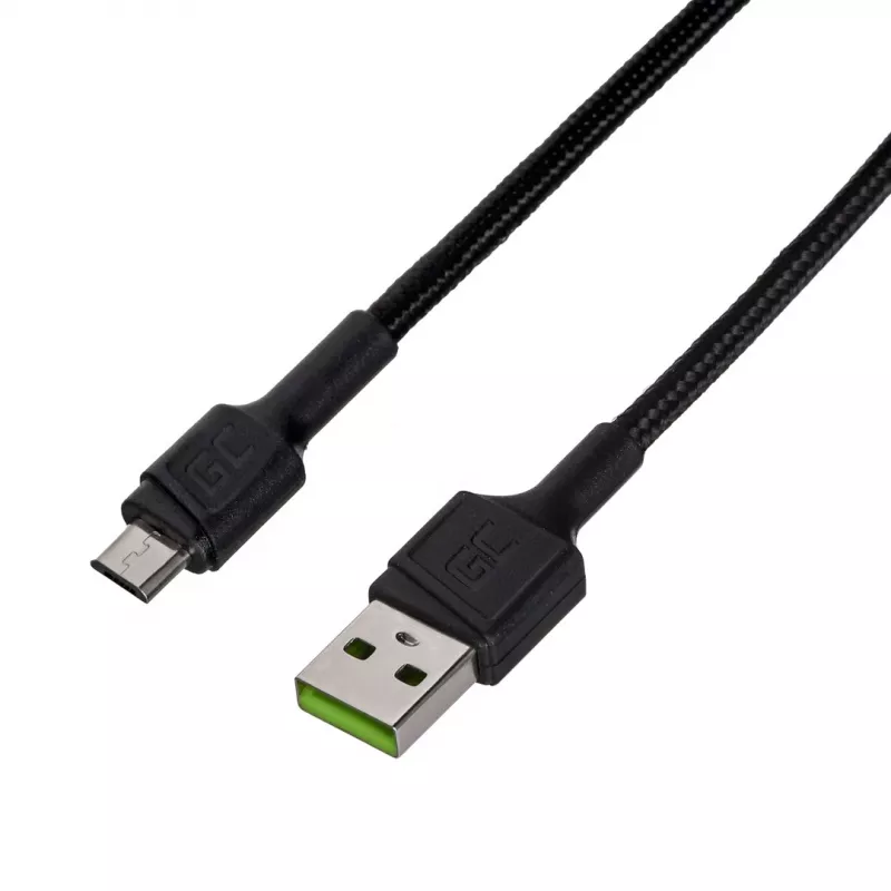USB 2.0 Kabel Green Cell KABGC23, USB A auf Micro-USB B, 0,3 m, schwarz