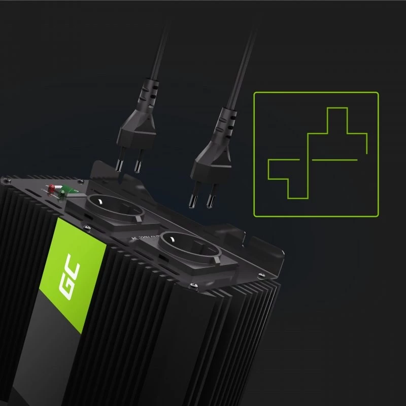 Power inverter Green Cell INVGC12 Auto 3000 W Schwarz